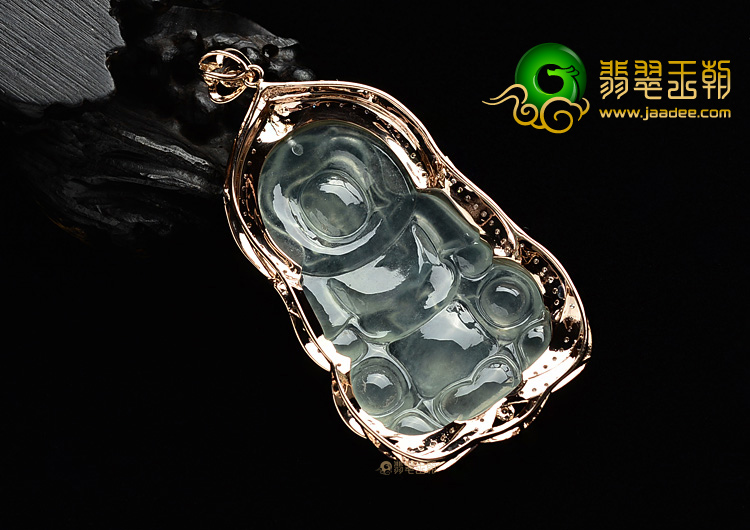 (超值推荐)冰种淡晴水镶玫瑰金观音胸坠(真钻)