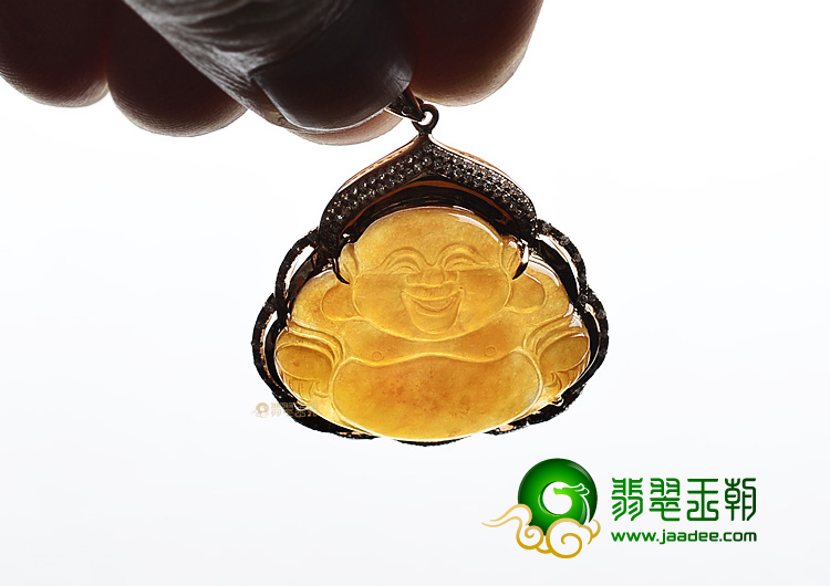 (超值推荐)冰种红黄翡镶玫瑰金玉佛胸坠(真钻)