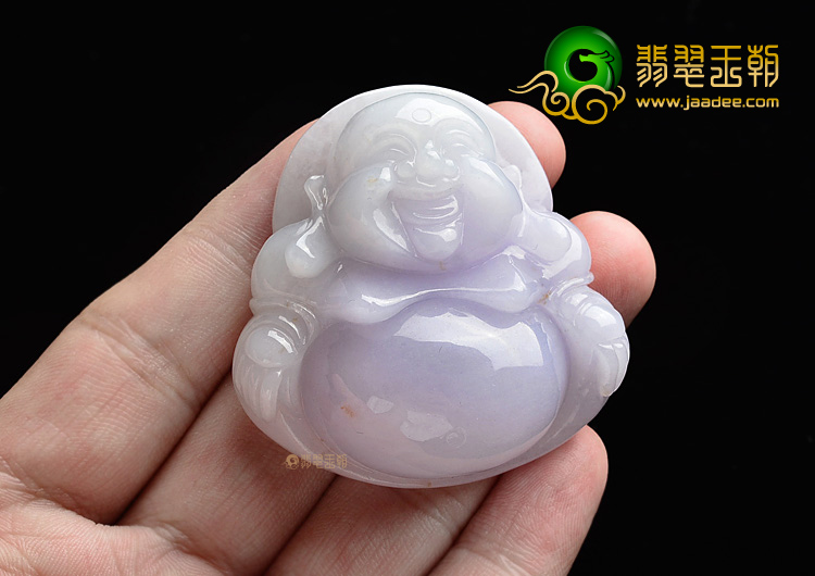 (超值推荐)糯冰种紫罗兰略带黄翡玉佛挂件