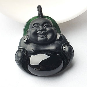 (超值推荐)冰种墨翠玉佛挂件