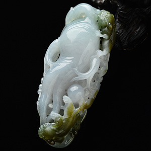 (超值推荐)糯冰种晴水褐黄翡人生如意挂件