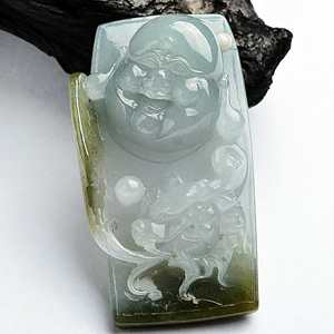 (超值推荐)糯冰种晴水褐黄翡望子成龙挂件