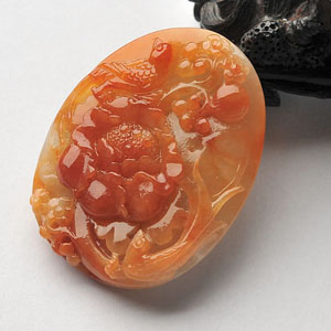 糯冰种红黄翡花开富贵挂件