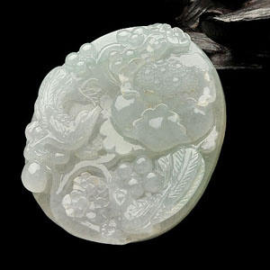 冰种晴水略飘花花开富贵挂件