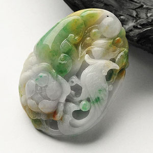 糯冰种三彩富贵如意挂件