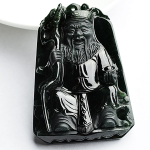 (超值推荐)冰玻种墨翠财神挂件