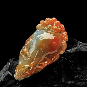 (超值推荐)糯冰种红黄翡略飘花人生如意挂件