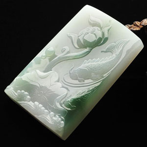 糯冰种晴水飘花年年有余挂件