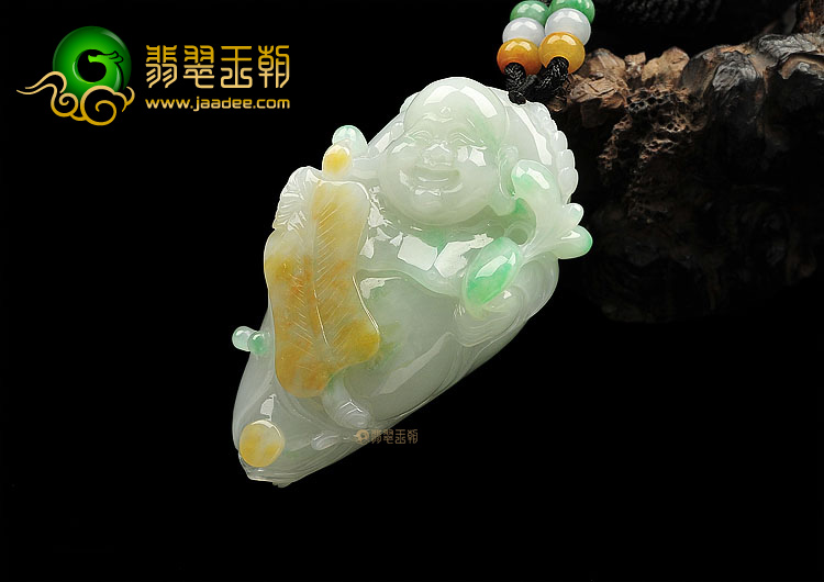 (超值推荐)糯冰种三彩纳福挂件