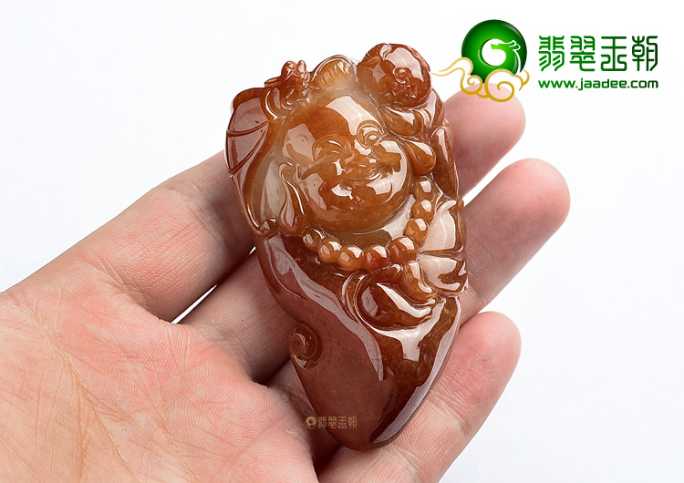 (超值推荐)糯冰种红翡童子拜佛挂件
