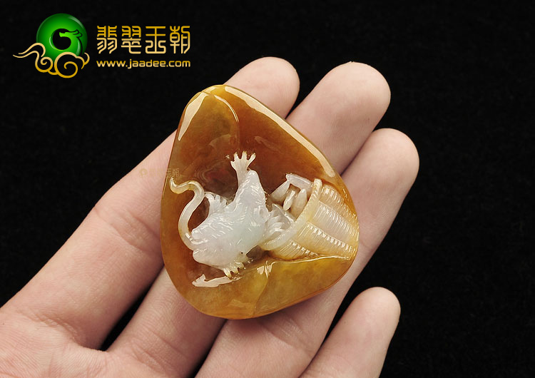 (超值推荐)冰种褐黄翡玉鼠运财挂件