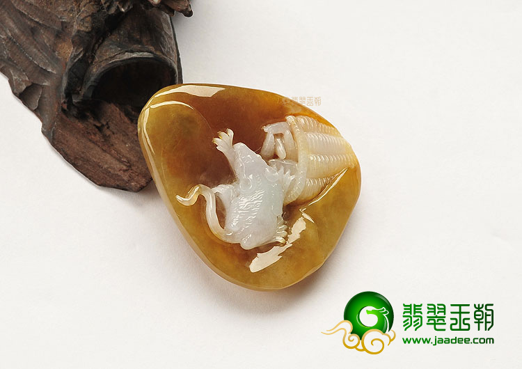 (超值推荐)冰种褐黄翡玉鼠运财挂件