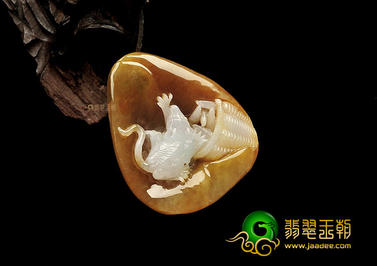 (超值推荐)冰种褐黄翡玉鼠运财挂件