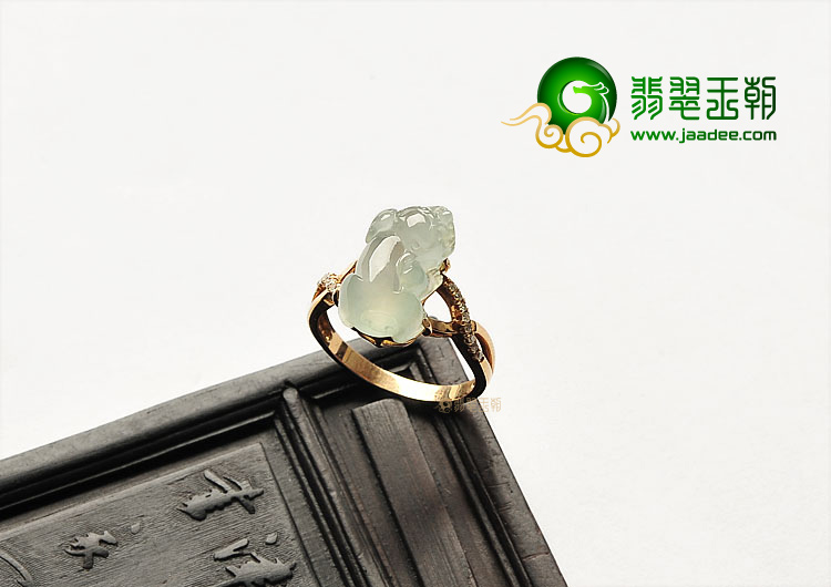 (超值推荐)冰种淡晴水镶玫瑰金貔貅戒指(真钻)