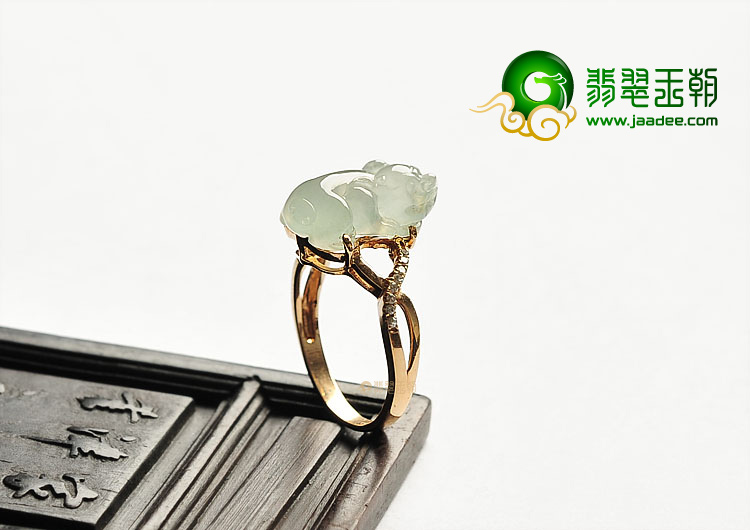 (超值推荐)冰种淡晴水镶玫瑰金貔貅戒指(真钻)