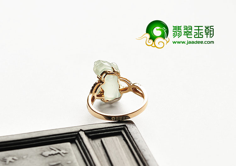 (超值推荐)冰种淡晴水镶玫瑰金貔貅戒指(真钻)