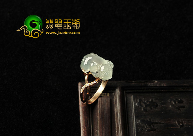 (超值推荐)冰种淡晴水镶玫瑰金貔貅戒指(真钻)