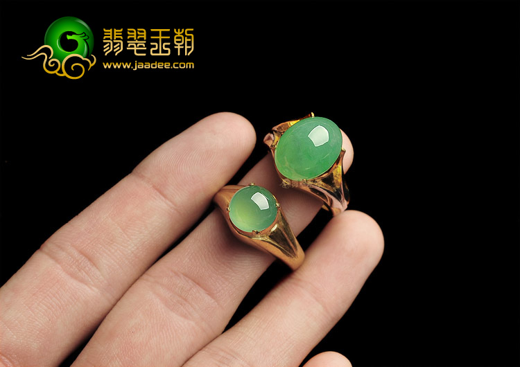 (超值推荐)冰种绿晴水戒面(一对)
