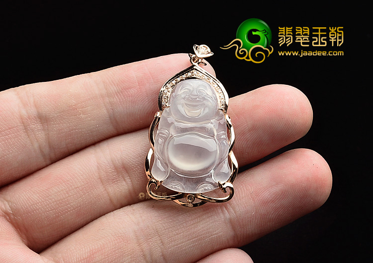 (超值推荐)冰种无色镶玫瑰金站佛胸坠(真钻)