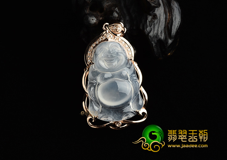 (超值推荐)冰种无色镶玫瑰金站佛胸坠(真钻)