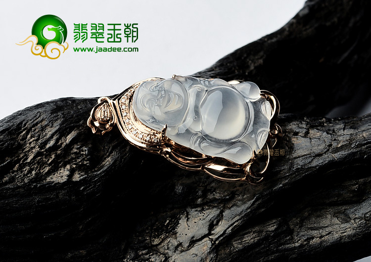 (超值推荐)冰种无色镶玫瑰金站佛胸坠(真钻)