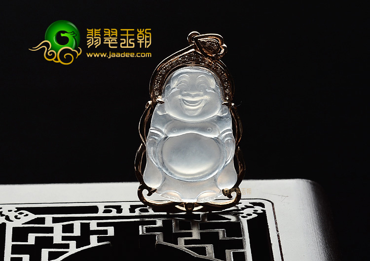 (超值推荐)冰种无色镶玫瑰金站佛胸坠(真钻)