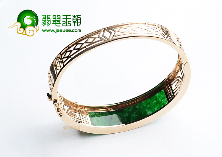 (超值推荐)冰种花青镶玫瑰金贵妃镯(49.4mm-56.5mm)(真钻)