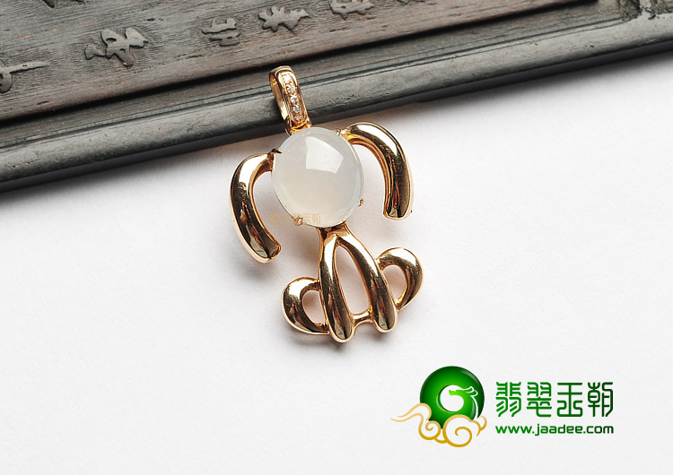 （一口价扫货）冰种白色镶玫瑰金钻石旺财胸坠