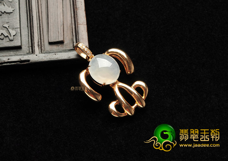 （一口价扫货）冰种白色镶玫瑰金钻石旺财胸坠