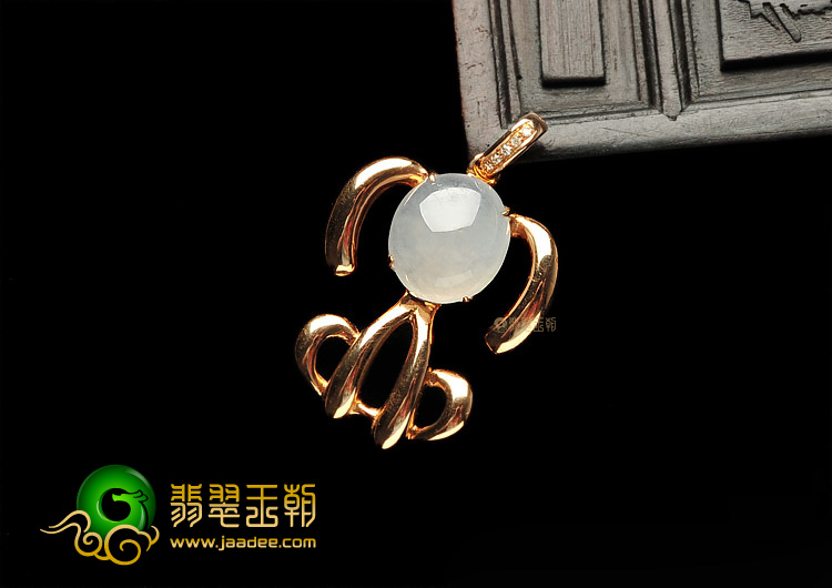 （一口价扫货）冰种白色镶玫瑰金钻石旺财胸坠