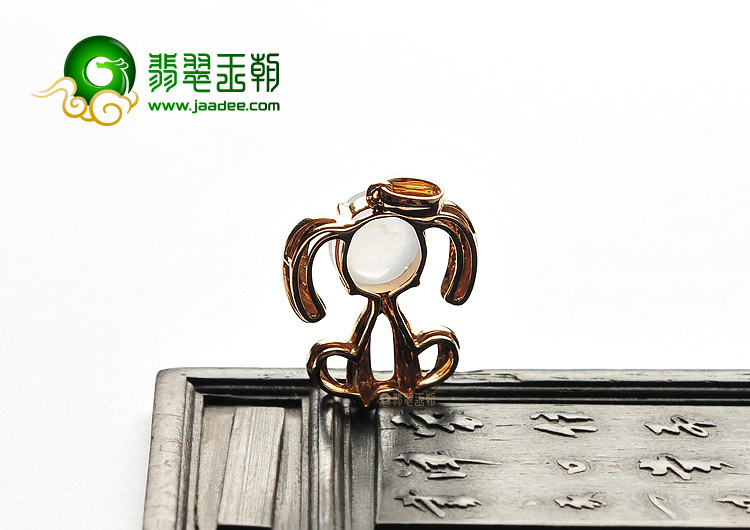 （一口价扫货）冰种白色镶玫瑰金钻石旺财胸坠