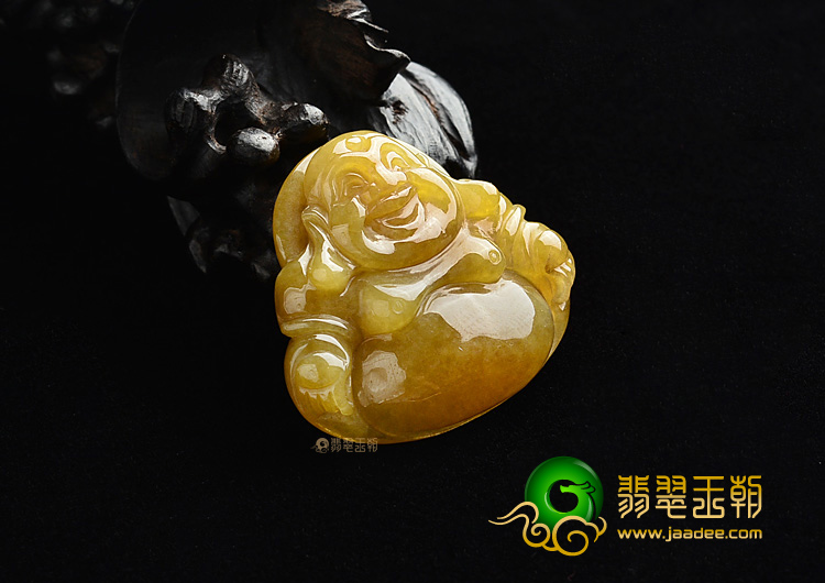(超值推荐)糯冰种褐黄翡玉佛挂件 