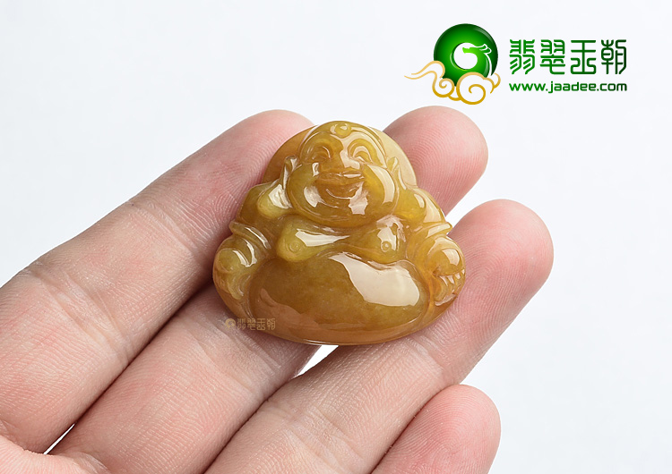 (超值推荐)糯冰种褐黄翡玉佛挂件 
