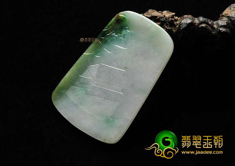 糯冰种飘绿花莲花观音挂件