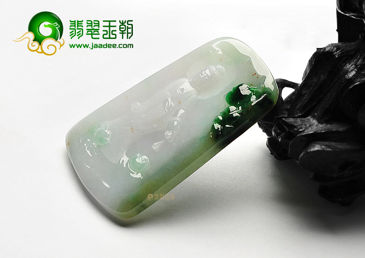 糯冰种飘绿花莲花观音挂件