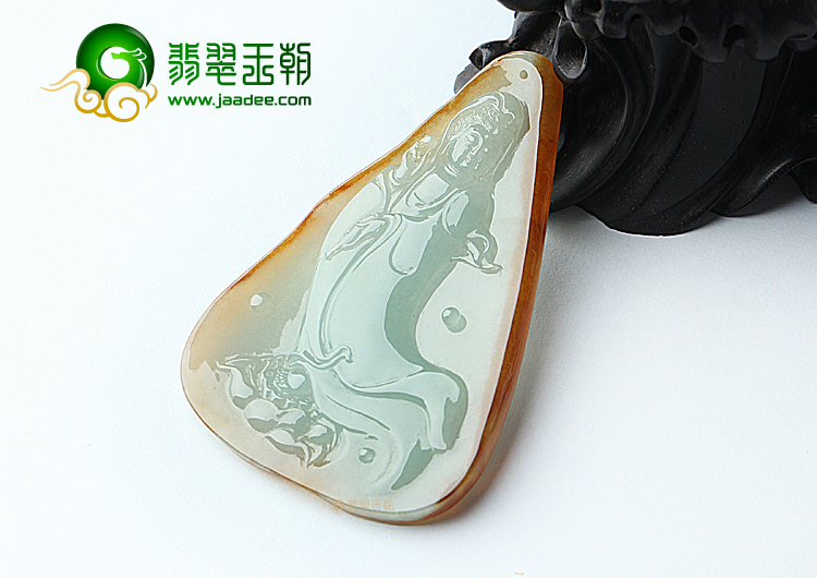 冰种晴水黄翡莲花观音挂件