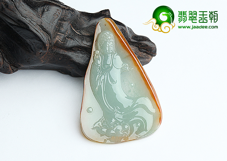 冰种晴水黄翡莲花观音挂件