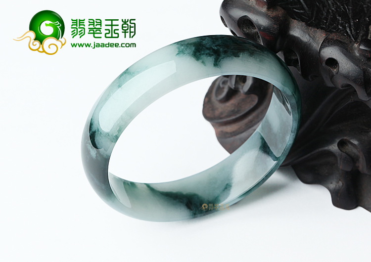(超值推荐)糯冰种飘墨兰花手镯（56.9mm）