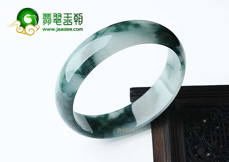 (超值推荐)糯冰种飘墨兰花手镯（56.9mm）