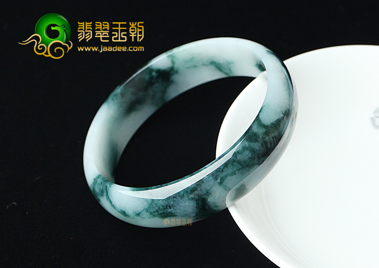 (超值推荐)糯冰种飘墨兰花手镯（56.9mm）