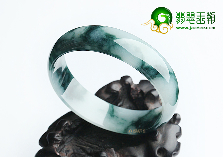 (超值推荐)糯冰种飘墨兰花手镯（56.9mm）
