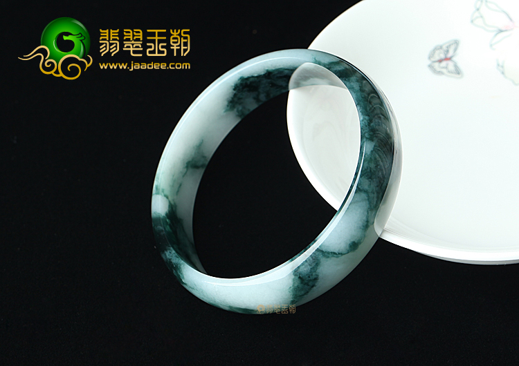 (超值推荐)糯冰种飘墨兰花手镯（56.9mm）