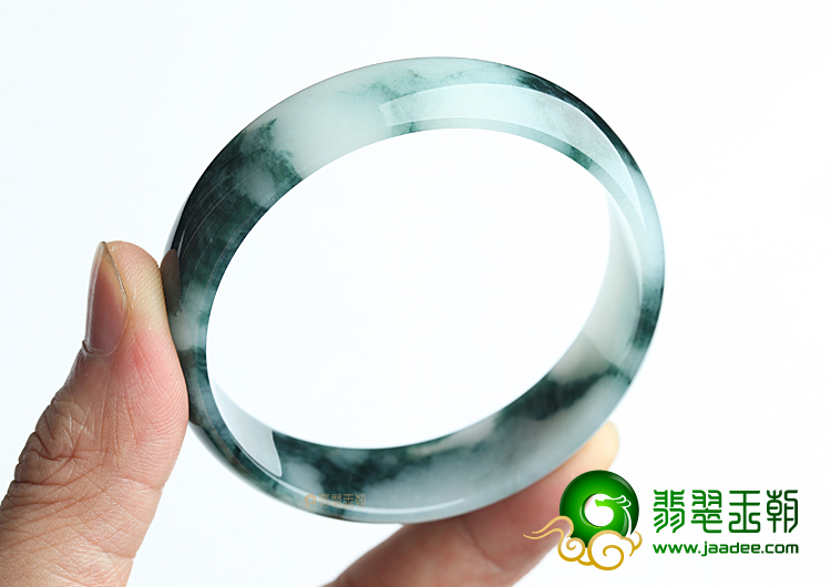 (超值推荐)糯冰种飘墨兰花手镯（56.9mm）