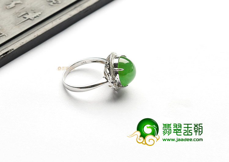 (超值推荐)冰种黄绿镶白金钻石戒指