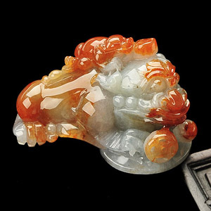 (超值推荐)糯冰种红黄翡招财进宝挂件