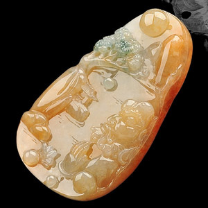 (超值推荐)冰种红黄翡飘花罗汉挂件