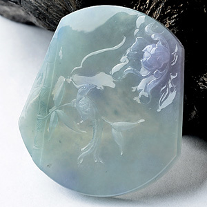 (超值推荐)糯冰种晴水紫罗兰竹报平安挂件