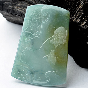 (超值推荐)糯冰种晴水褐黄翡降龙罗汉挂件