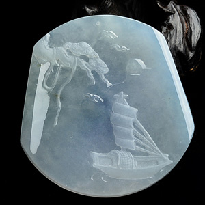 (超值推荐)冰种晴水略带紫罗兰一帆风顺挂件