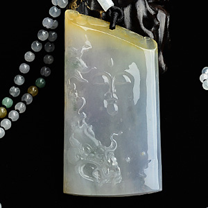 (超值推荐)冰种黄翡略飘花普度众生挂件